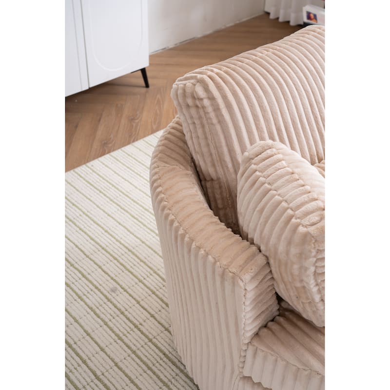 Corduroy 360° Swivel Barrel Chair with 4 Pillows and 400lb Weight Capacity