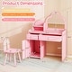 preview thumbnail 16 of 29, Costway Kids Vanity Table and Chair Set with Cloud-shaped Mirror Open - See Details
