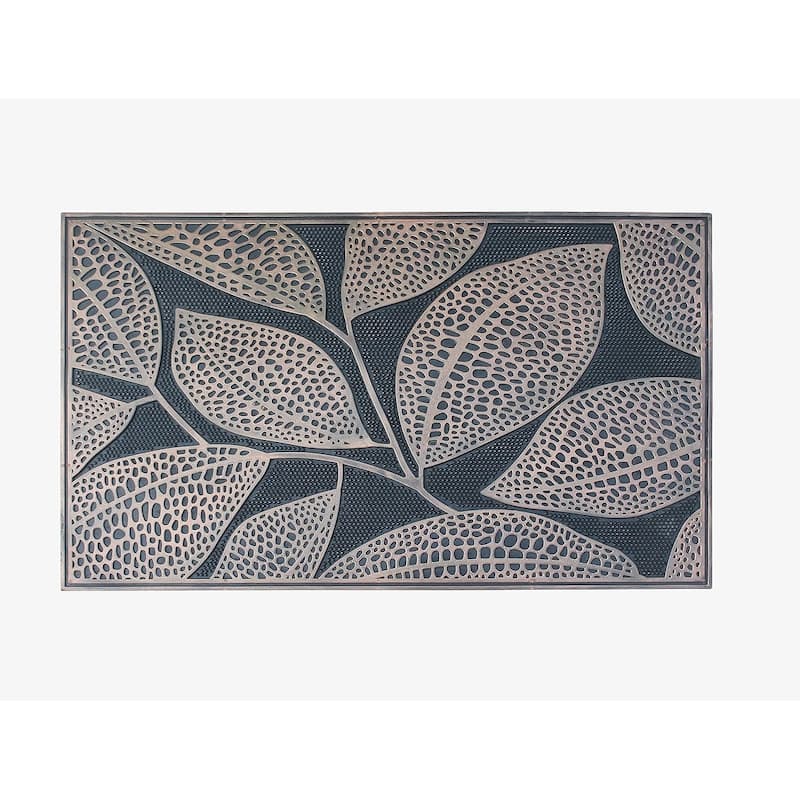 A1HC Welcome Rubber Pin Mat, Beautifully Copper Finished 18" X 30" - Copper Leaves