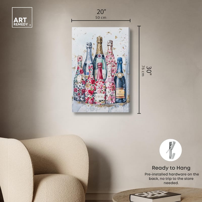 Intricate Floral Champagne Canvas by Art Remedy, Gallery Wrapped