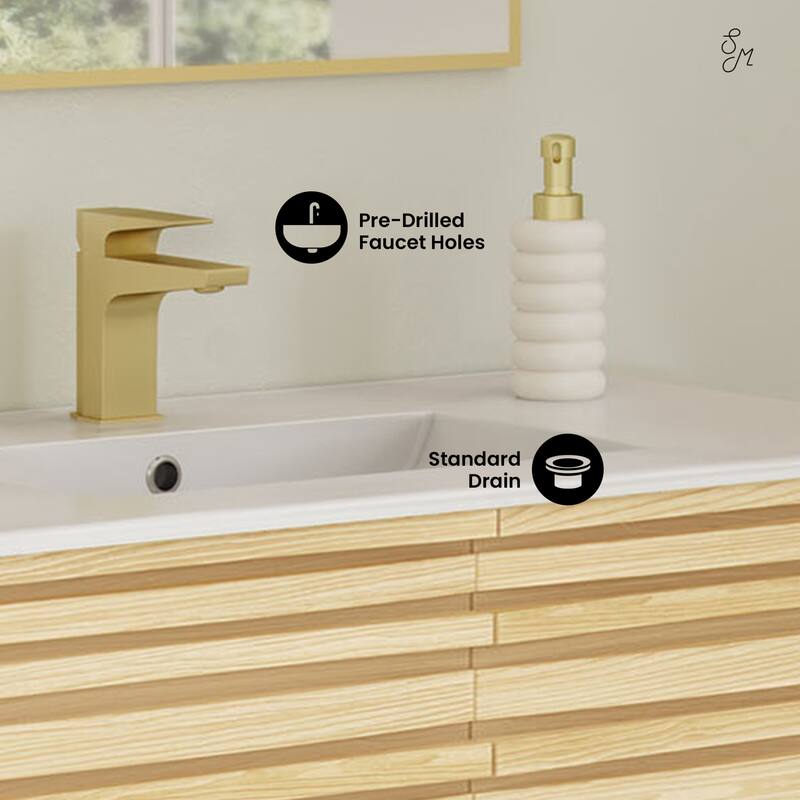 Cascade 30" Freestanding Bathroom Vanity In Natural Oak With Sink Top - 30