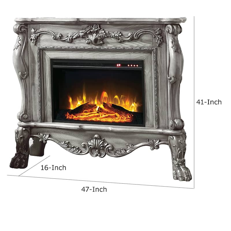 Ally 47 Inch Classic Electric Fireplace, Scrolled Trim, Remote, Timer, Gray