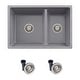 preview thumbnail 2 of 17, STYLISH 27 inch Composite Granite 60/40 Double Bowl Dual Mount Sink - 27" x 18" x 9.5"