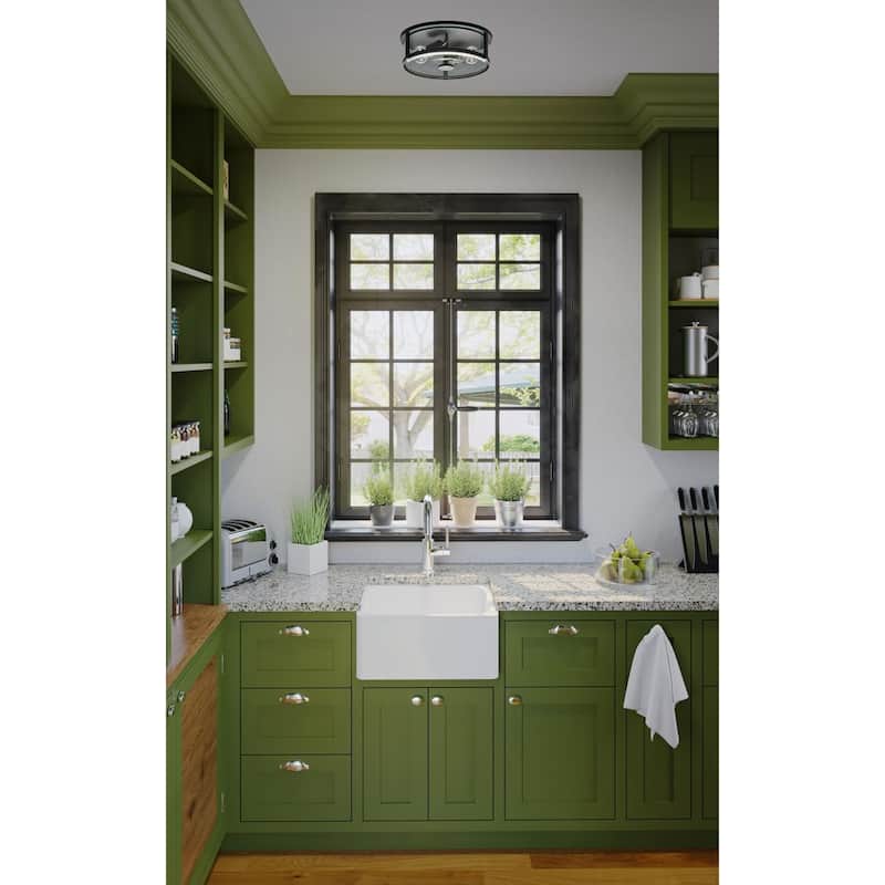 Gilliam Collection 12-5 8 in. Two-Light Matte Black New Traditional Flush Mount - 12.62 in x 12.62 in x 4.37 in