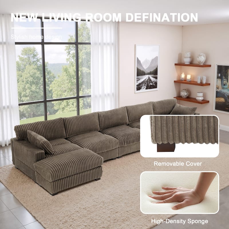 Oversized U-shaped Plush Modular Sectional Sofa Set