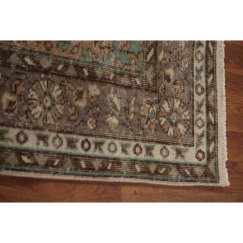 Floral Anatolian Distressed Turkish Vintage Handmade Wool Carpet - 5'9"x 9'0"