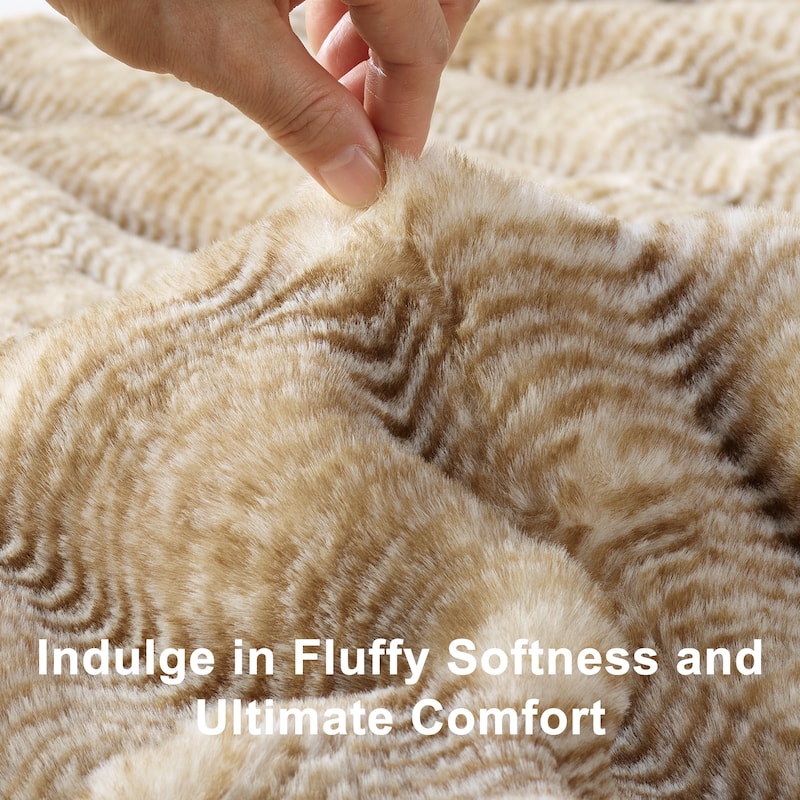 Thick StripeRabbit FauxFur Throw Fuzzy Soft Plush Blanket for Sofa