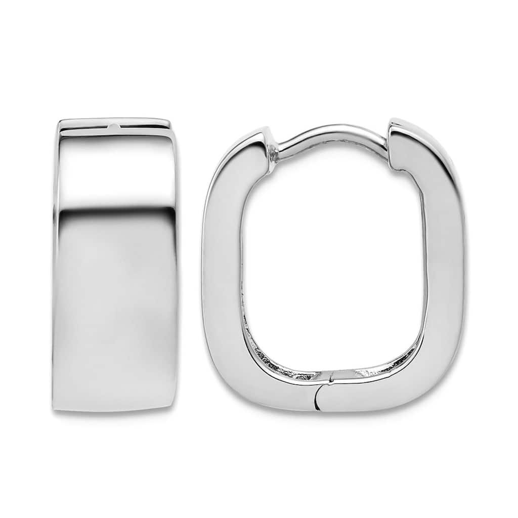 Curata 925 Sterling Silver Italian 16.5x6mm Wide Square Hinged Hoop Earrings