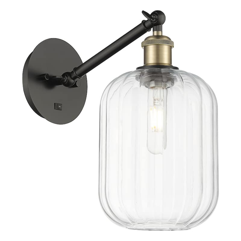 Innovations Lighting 317-1W-12-7 Preston Sconce Preston 12" Tall Wall - Black Antique Brass / Clear