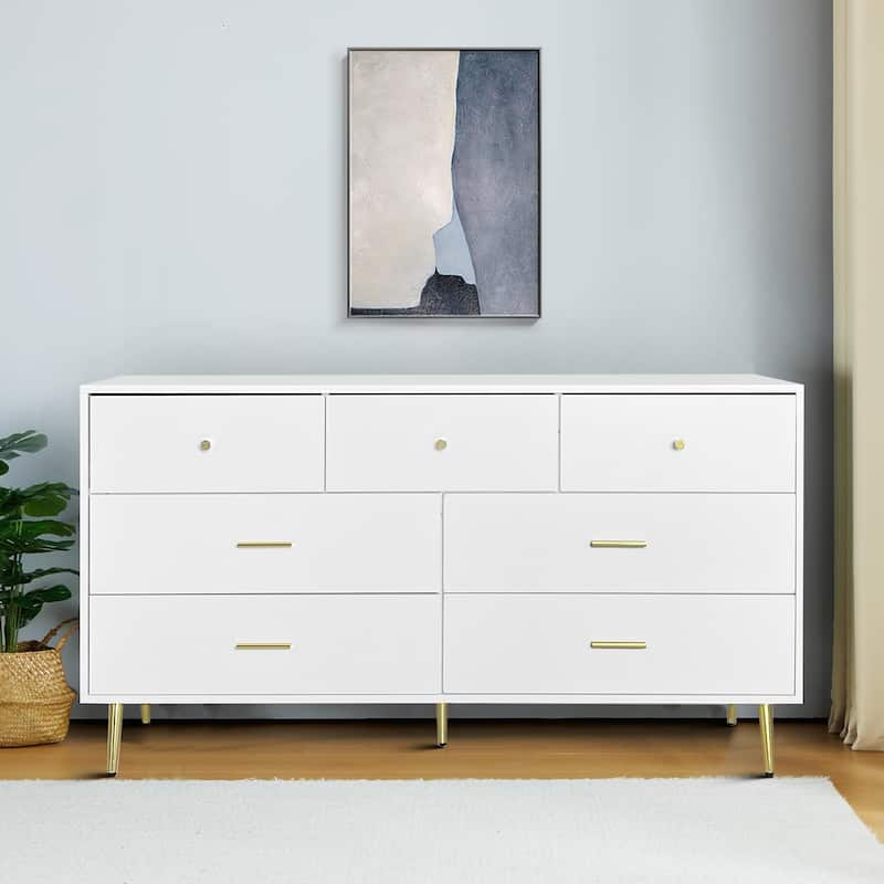 Modern Stylish Wooden Horizontal Storage Dresser with 7 Drawers - 7-drawer