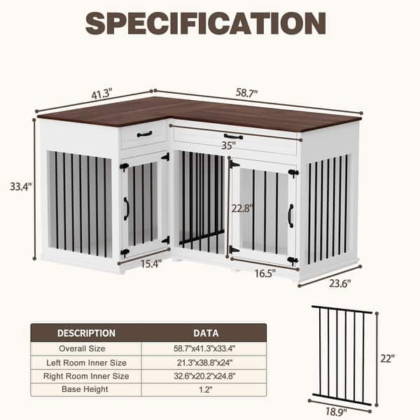 Photo inspiration: Picture Idea: Corner Furniture Style Dog Crate With Convenient Storage And Divider