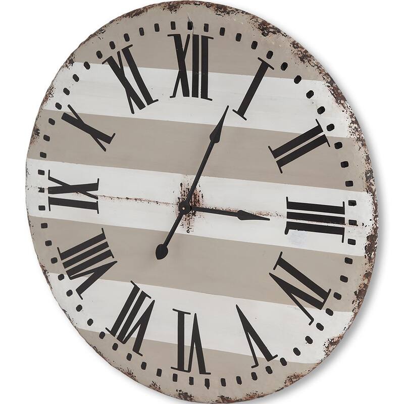 HomeRoots 3" Circle Gray And White Wood Analog Wall Clock - 2.5