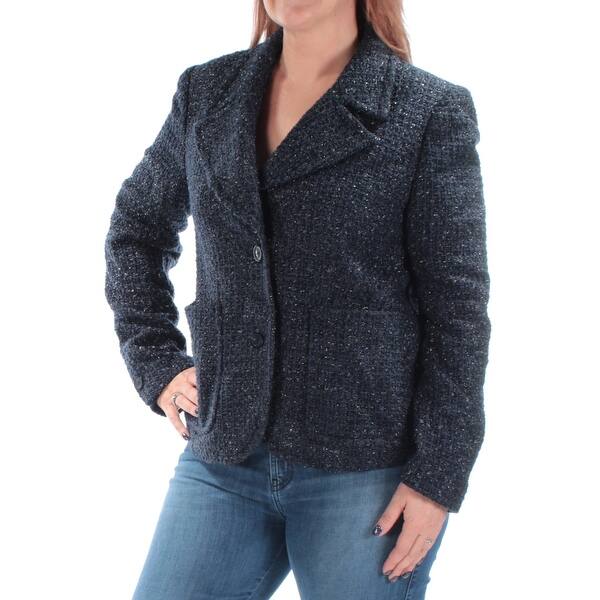 Shop Michael Kors Womens Navy Blazer Wear To Work Jacket Size 10