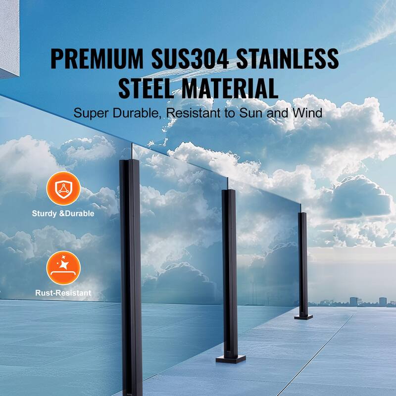 Glass Clamp, Height Glass Railing Bracket for 0.39 "-0.47 " Thickness Tempered Glass, 304 Stainless Steel Glass Mounting Clamp