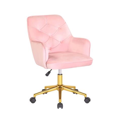 Porthos Home Talea Swivel Office Chair, Velvet Upholstery, Gold Chrome Legs