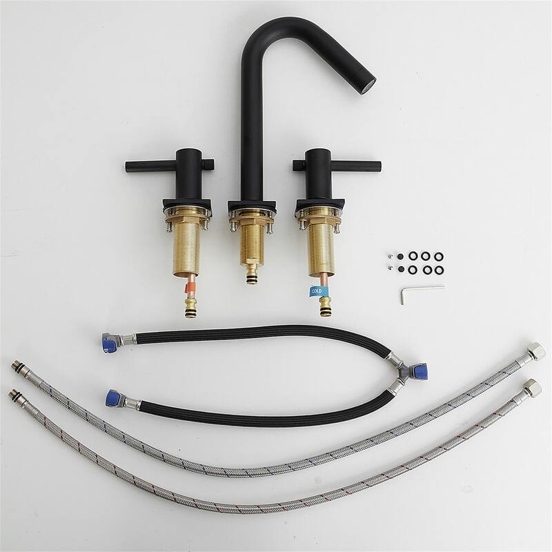 8 Inch Widespread Bathroom Sink Faucet with Drain Assembly Brass Modern 3 Hole Bathroom Basin Vanity Faucets
