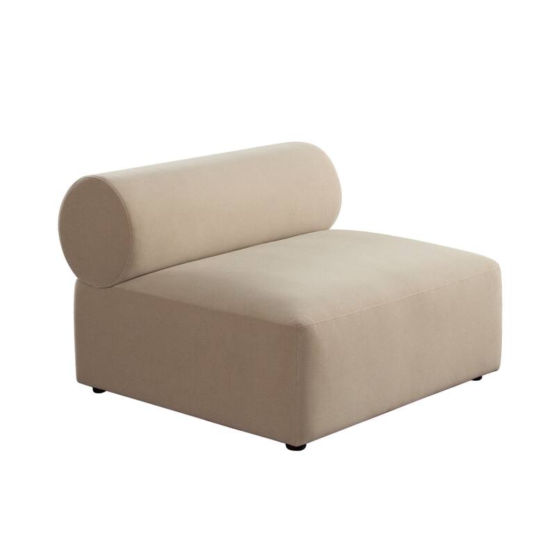 Zey Modular Armless Chair with Low Back, Light Camel Brown Velvet