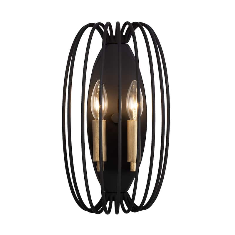 Varaluz Nico 2-Light Sconce - Carbon/Havana Gold