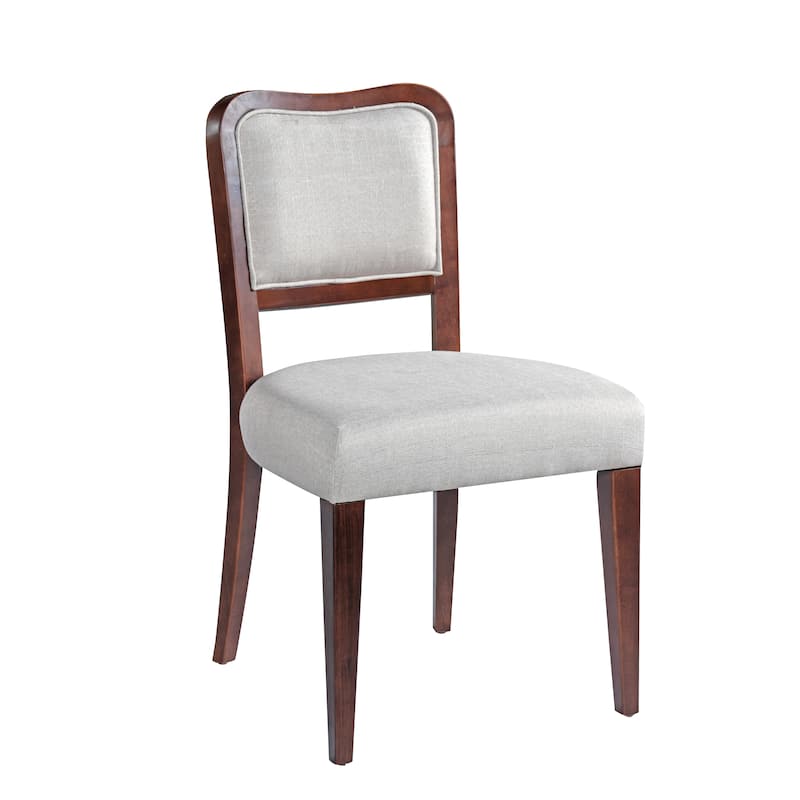 Modern Upholstered Dining Chairs Fabric Side Chair with Walnut Finish Curved Back and Hardwood Frame, for Dining Rooms, Set of 2