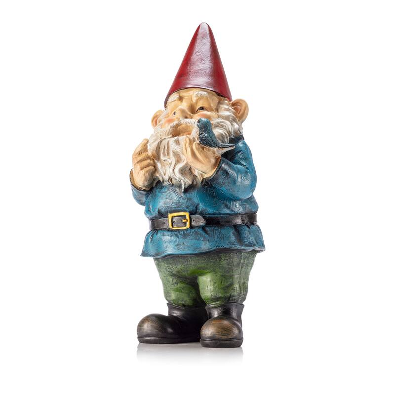 Gnome Folding Hands Looking Up Garden Statue