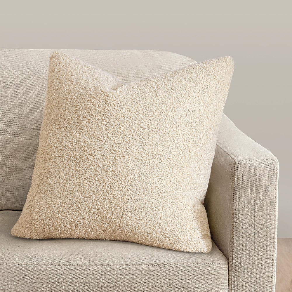 HiEnd Accents Teddy Textured Boucle Decorative Euro Pillow with Down Insert, 27" x 27"