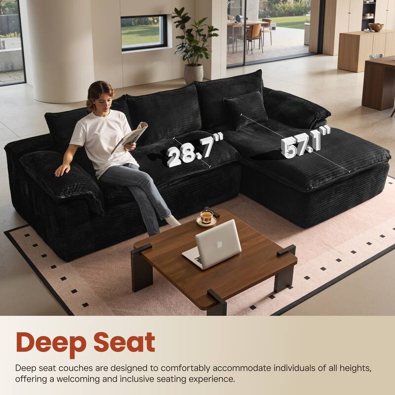 OVIOS L-Shaped Sofa with Dual-Tone Stripe Fabric​