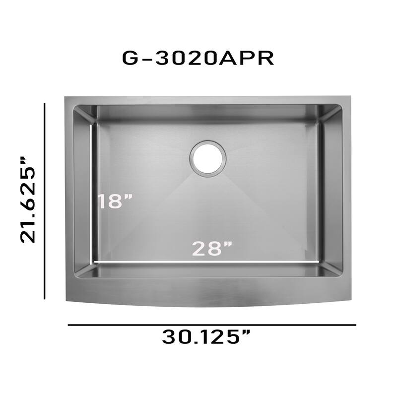 Stainless Steel 30-inch Apron Kitchen Sink with grid and drain