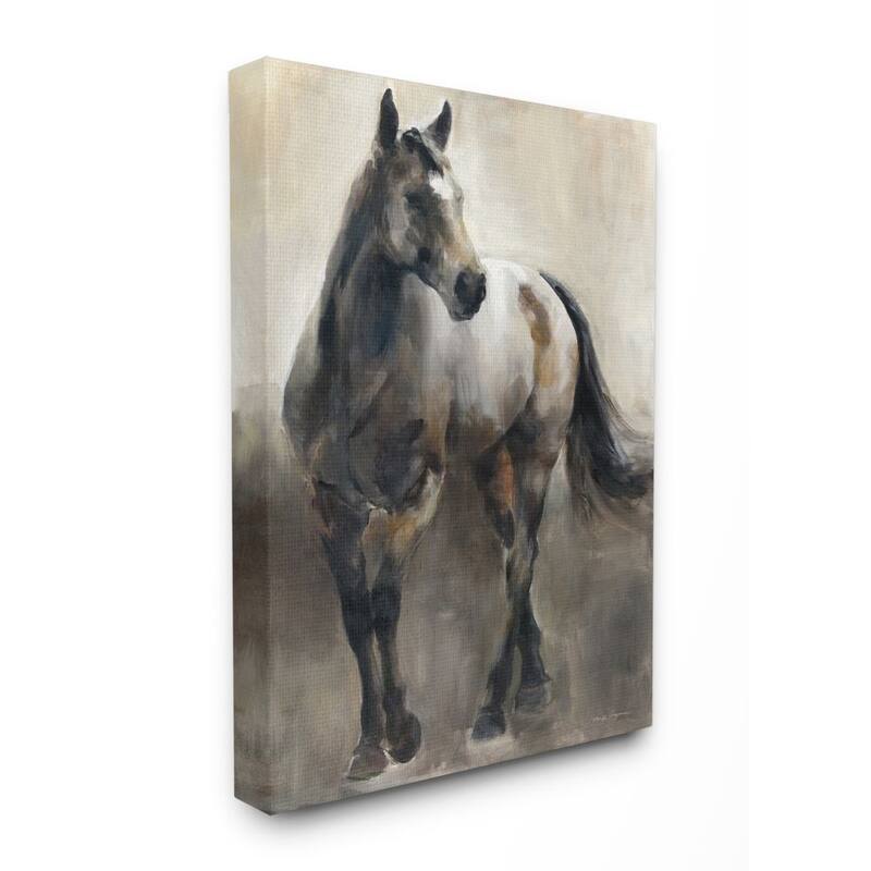 Stupell Abstract Wild Horse Stance Brown Black Painting Canvas Wall Art