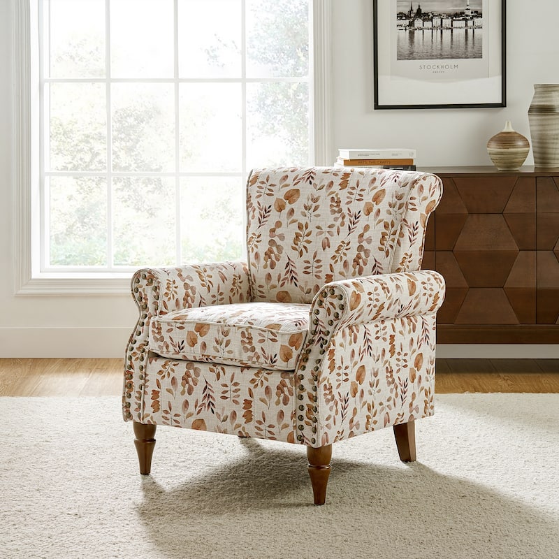 Nyctelius Nailhead Trim Traditional Accent Armchair with Rolled Arms by HULALA HOME