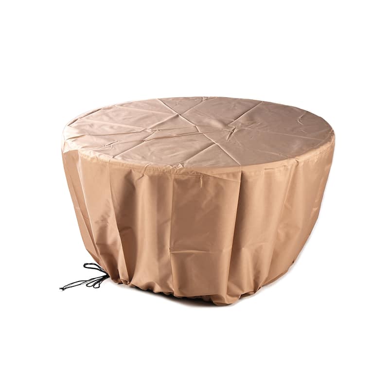 Round 44 in. x 44 in. Aluminum Propane Fire Pit Table with Glass Beads, Two Covers, Lid, 57,000 BTUs - N/A