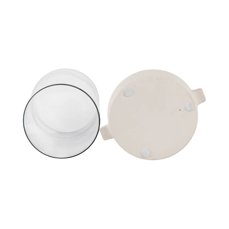 Modern Glass Hurricane Candle Holder with Terracotta Base - 10"