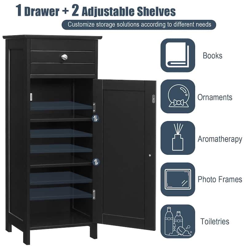 Costway Bathroom Floor Cabinet Storage Organizer Free-Standing with