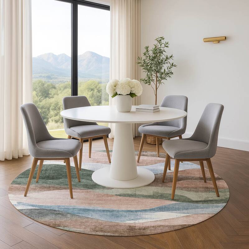 Premium Washable Super Soft Modern Waves Mayfield Rug - Salmon - 8' x 8'