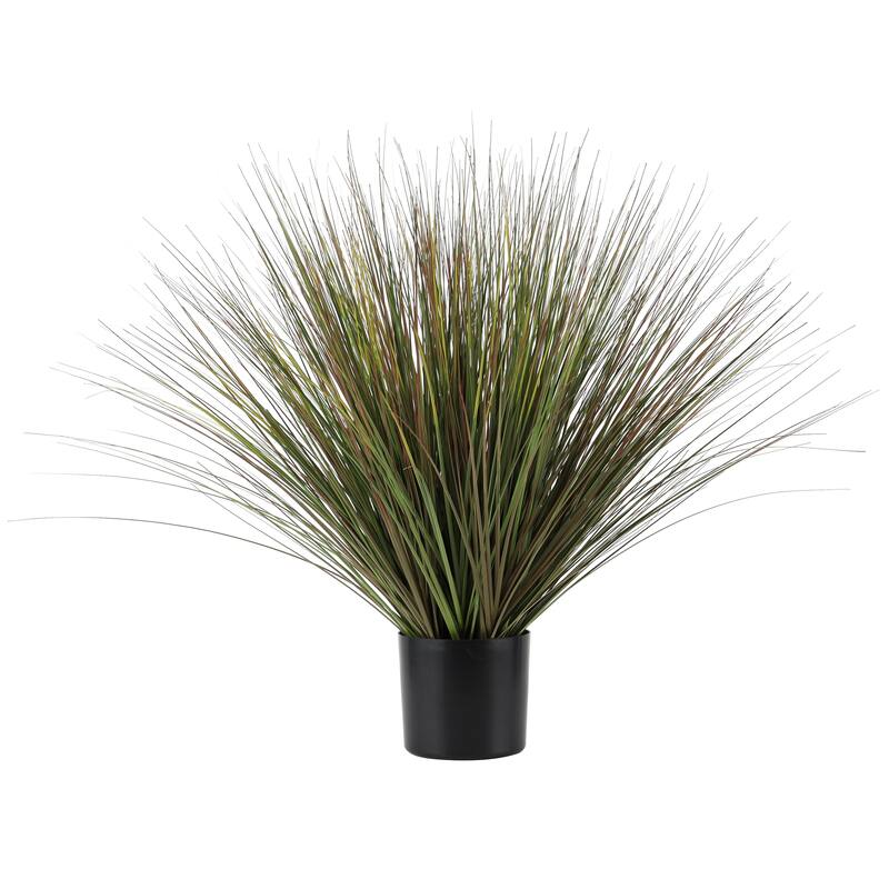 Green or Red Faux Foliage Onion Grass Artificial Plant with Black Plastic Pot