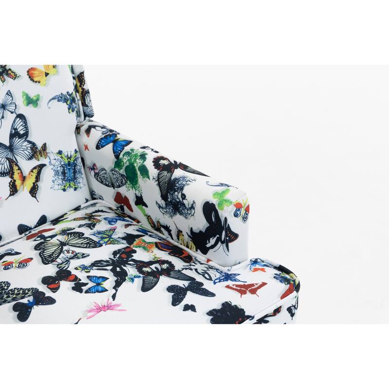 Stylish Side Chair Accent Chair Lobby Chair with Wood Frame, White Reading Chair Reception Chair Arm Chair