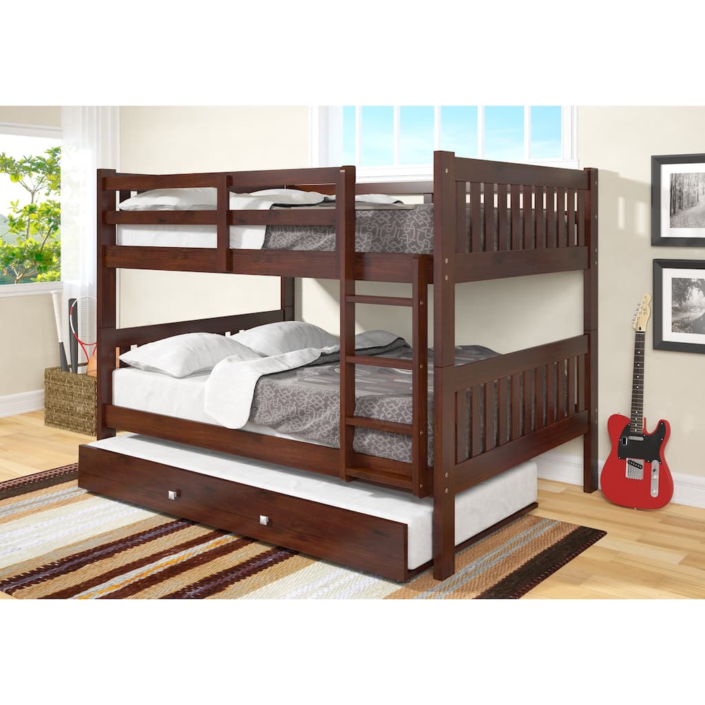 Donco Kids Full over Full Mission Bunk Bed with Twin Trundle