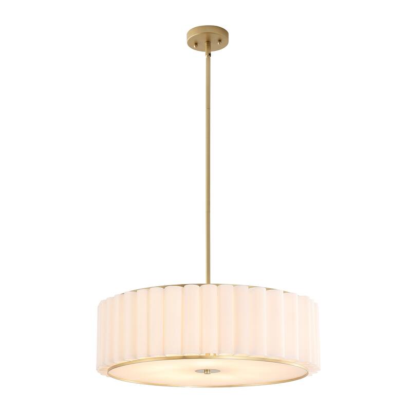 GetLedel 24 in. 5-Light Dimmable Pleated Drum Chandelier