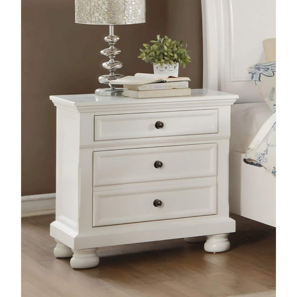 White 3 Drawer 18 in. W Nightstand with Sturdy Hardware and Ample Storage