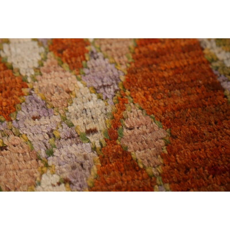 Geometric Moroccan Oriental Runner Rug Bedroom Handmade Wool Carpet - 2'10" x 9'7"