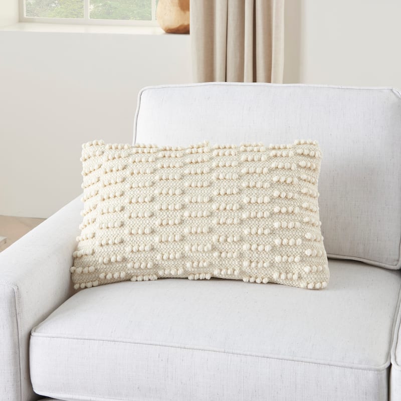 Mina Victory Life Styles Textured Geometric Dots Throw Pillow , ( 12"X20" )