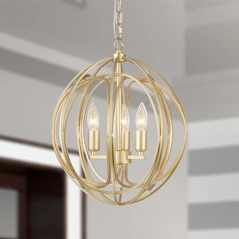 Nelpin Soft Brushed Gold 3-Light Globe Cage Pendant