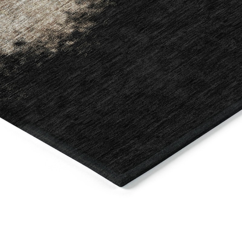 Machine Washable Indoor/Outdoor Border Ombre Chantille Rug
