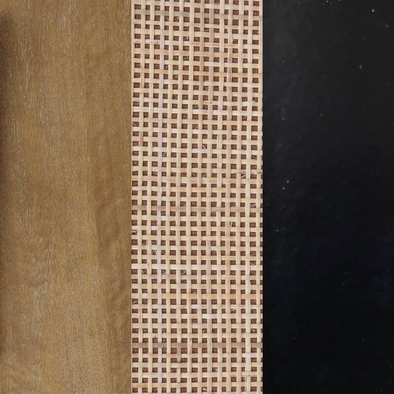 Keith Farmhouse Bedside Table, Modern Coastal Nightstand, Rattan Nighstand with 1 Drawer for Bedroom