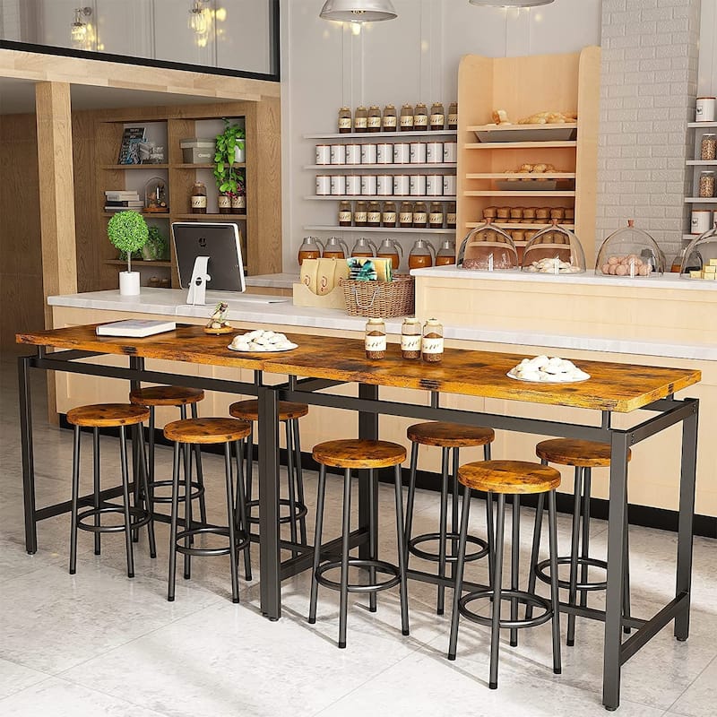Eureka Industrial Modern Counter Height Pub 5-piece Dining Set, Wood Rustic Kitchen Dining Bar Set For Dining Room, Apartment