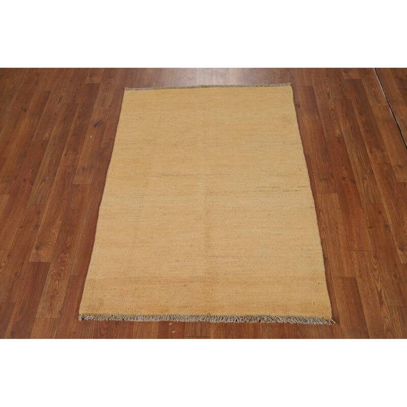 Modern Gabbeh Oriental Foyer Rug Handmade Yellow Wool Carpet - 2'9"x 3'8"