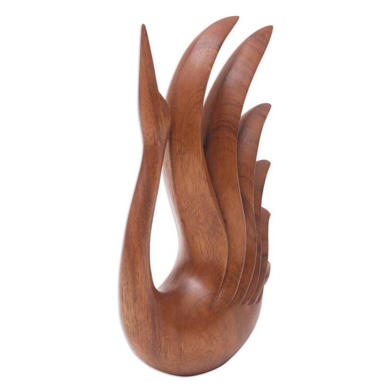 Novica Handmade Divine Swan Wood Sculpture