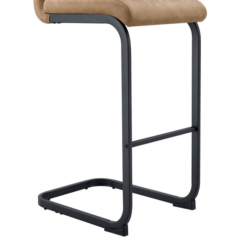 Counter Height Bar Stools Set of 2, Tech Fabric Bar Stool with Metal Footrest, Kitchen Island Chairs with Back