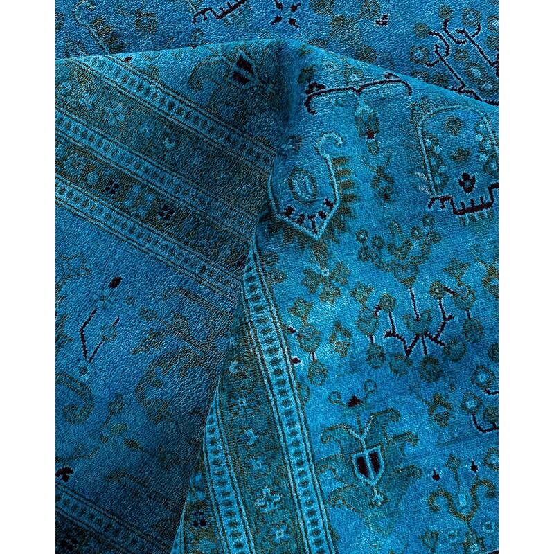 Fine Vibrance One-of-a-Kind Hand-Knotted Area Rug - Blue, 9' 0" x 11' 7" - 9' 0" x 11' 7"