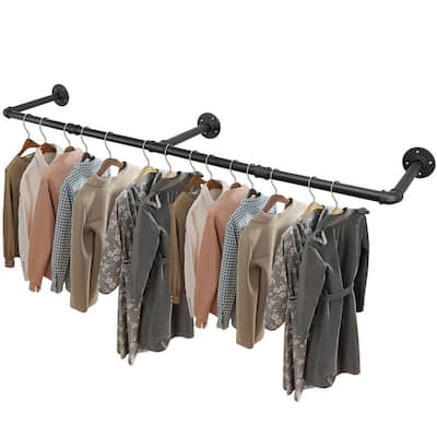 Industrial Pipe Clothes Rack - 9.6"D x 53.7"W x 2.56"H