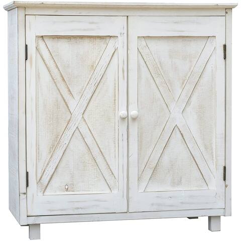 Rustic Farmhouse Accent Wood Storage Cabinet with 2 Barn Doors